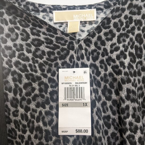Michael Kors Plus Size Cheetah Animal Print Hooded Top - Size 1X - Picture 4 of 5